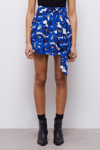 Minijupe taille haute en soie - Bleu