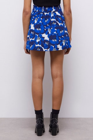 Minijupe taille haute en soie - Bleu