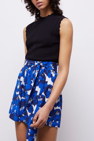 Minijupe taille haute en soie - Bleu