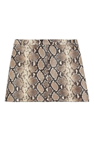 Minijupe en cuir de veau taille haute - Beige