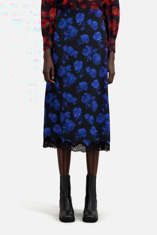 Jupe midi en soie - Noir