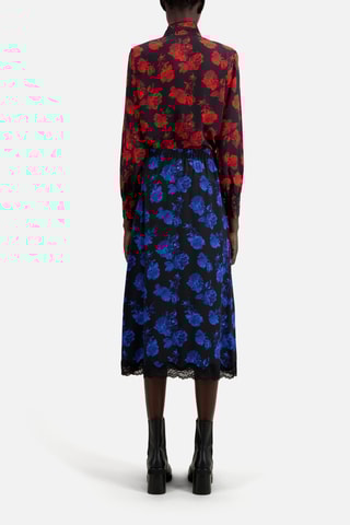 Jupe midi en soie - Noir