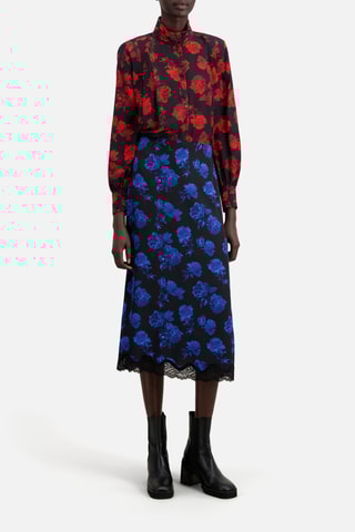 Jupe midi en soie - Noir