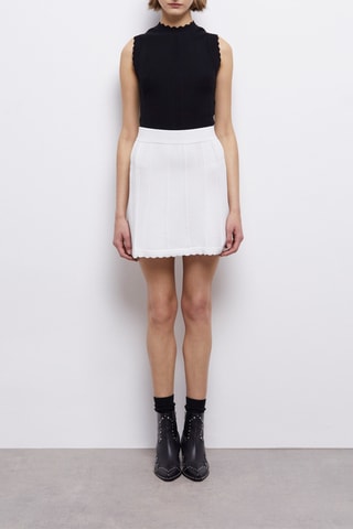Jupe trapèze taille haute - Blanc