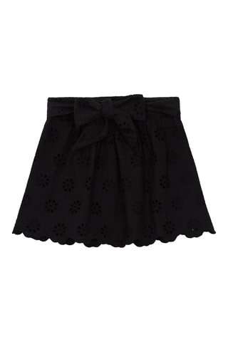 Jupe patineuse en broderie anglaise taille haute - Noir