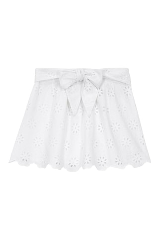 Jupe droite en broderie anglaise - Blanc