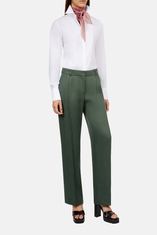 Pantalon en lin - Vert foncé