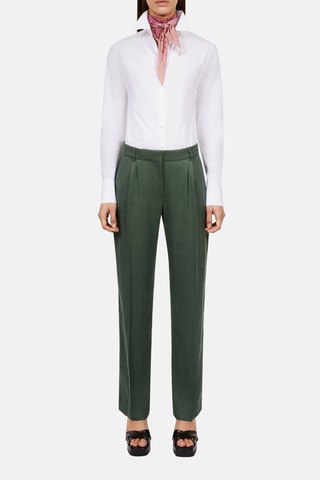 Pantalon en lin - Vert foncé