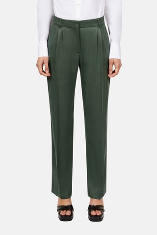 Pantalon en lin - Vert foncé