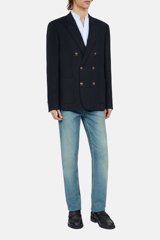 Veste de costume en lin - Bleu marine