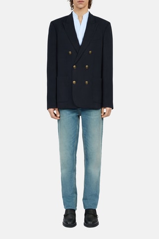 Veste de costume en lin - Bleu marine