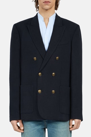 Veste de costume en lin - Bleu marine