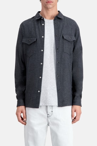 Chemise en laine - Gris foncé chiné