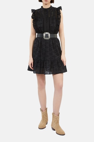 Robe patineuse en broderie anglaise - Noir