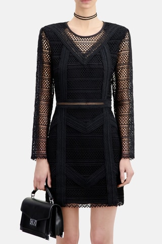 Robe droite en dentelle - Noir