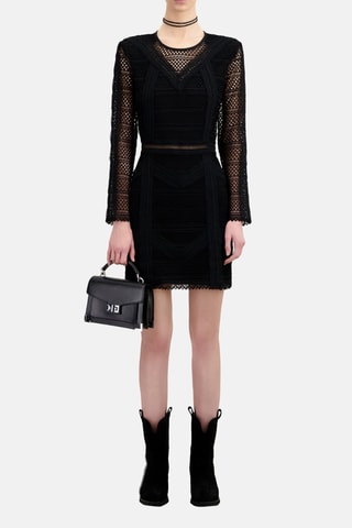 Robe droite en dentelle - Noir