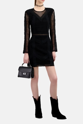 Robe droite en dentelle - Noir