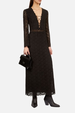 Robe longue en crochet - Noir