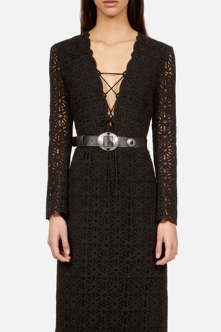 Robe longue en crochet - Noir