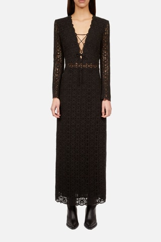 Robe longue en crochet - Noir