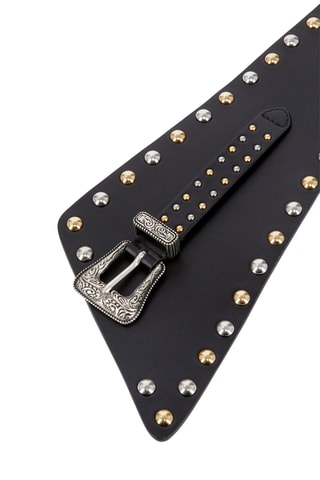 Ceinture large en cuir - Noir