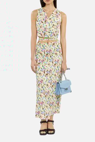 Jupe longue en lin taille haute - Jaune