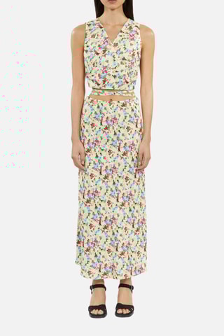 Jupe longue en lin taille haute - Jaune