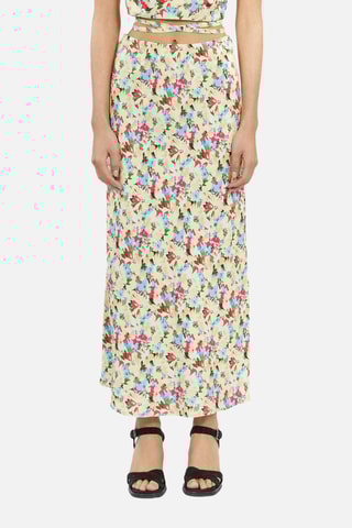 Jupe longue en lin taille haute - Jaune