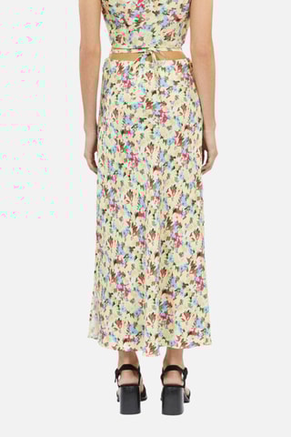 Jupe longue en lin taille haute - Jaune