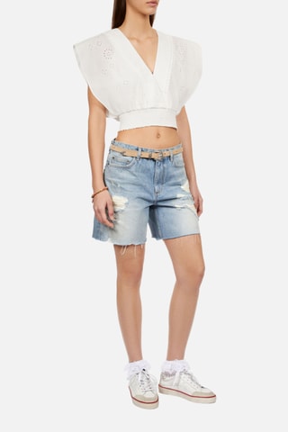Crop top en broderie anglaise - Blanc