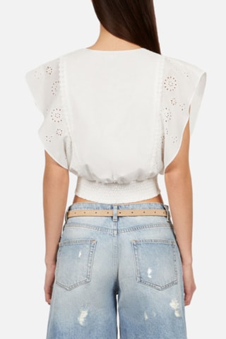 Crop top en broderie anglaise - Blanc