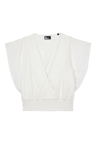 Crop top en broderie anglaise - Blanc