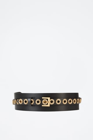 Ceinture large en cuir - Noir