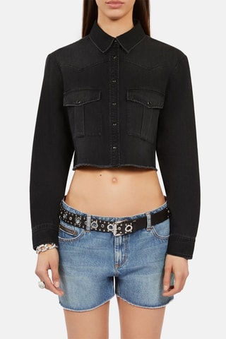 Chemisier court en jean - Noir