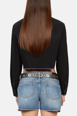 Chemisier court en jean - Noir