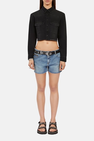 Chemisier court en jean - Noir