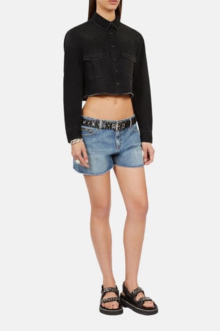 Chemisier court en jean - Noir