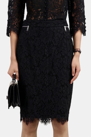 Jupe midi en dentelle - Noir