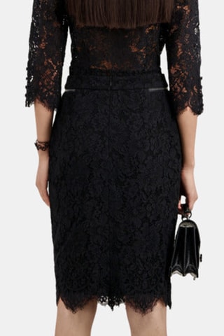 Jupe midi en dentelle - Noir