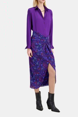 Jupe midi en soie - Bleu