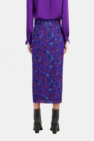 Jupe midi en soie - Bleu