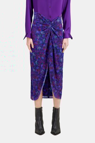 Jupe midi en soie - Bleu