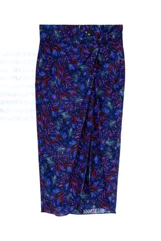 Jupe midi en soie - Bleu