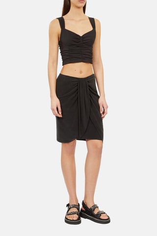 Jupe portefeuille en soie - Noir