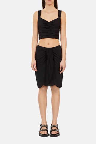 Jupe portefeuille en soie - Noir