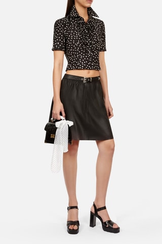 Jupe patineuse en cuir - Noir