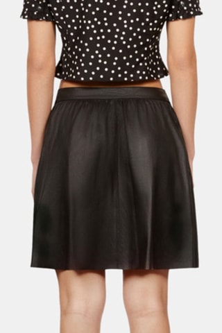 Jupe patineuse en cuir - Noir