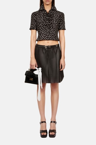 Jupe patineuse en cuir - Noir