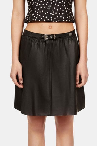 Jupe patineuse en cuir - Noir