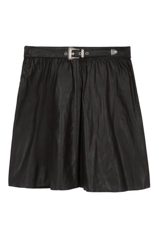 Jupe patineuse en cuir - Noir